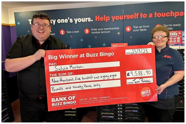 Sylvia Morton is celebrating after winning over £9,500 at Buzz Bingo Sheffield Parkway