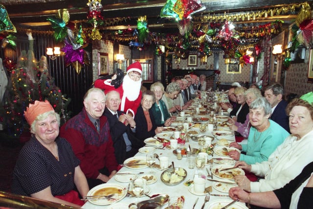 A Christmas party for Penshaw pensioners at the Bird in Hand in December 1993.