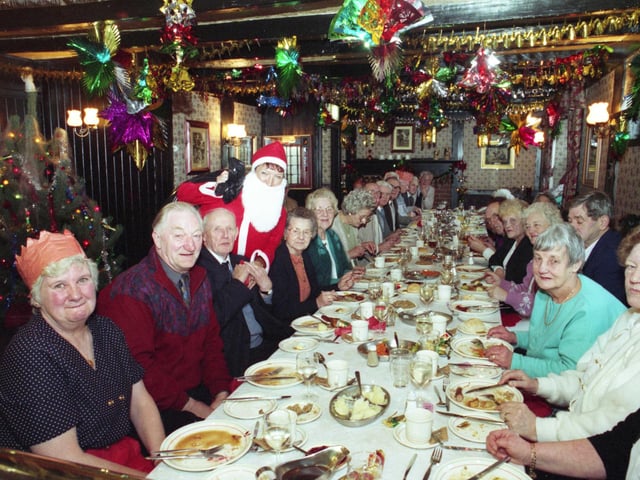 A Christmas party for Penshaw pensioners at the Bird in Hand in December 1993.
