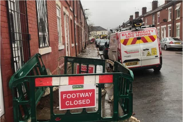 Workers have cut off a number of houses in Spansyke Street in Hexthorpe.