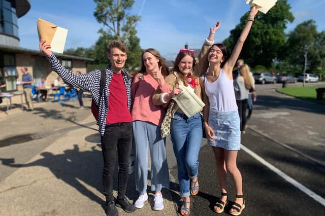 Students celebrating their GCSE results at Lady Manners School, which scored 'above average' in the Progress 8 list of 2019