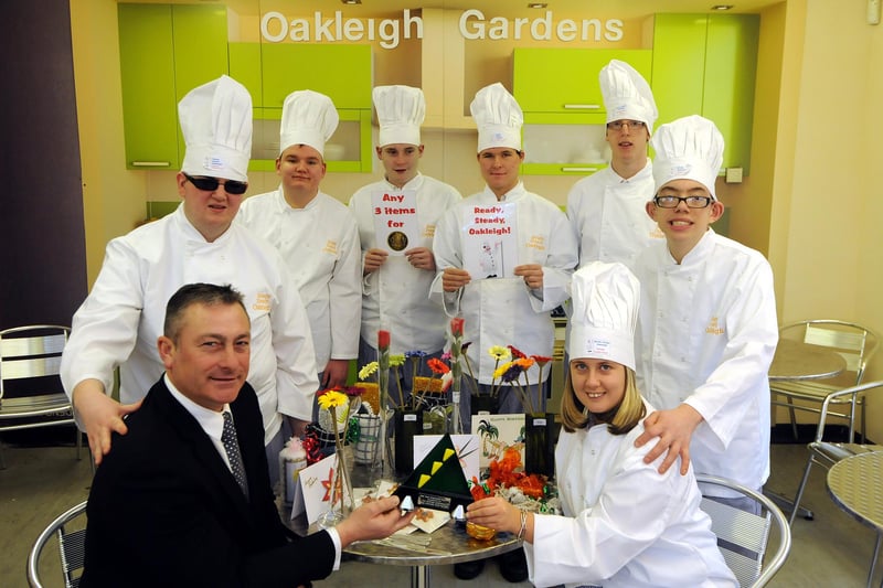 Children from Oakleigh Gardens School won a Young Enterprise Team Programme Award. Head teacher Derek Cogle is also in the picture in 2012.