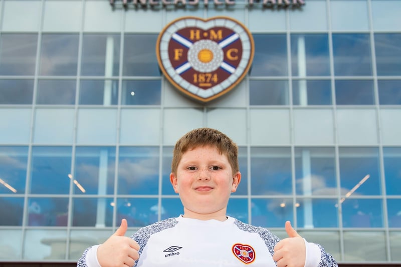 A young Jambo pictured pre-match ahead of the opening Premiership match of the season at Tynecastle