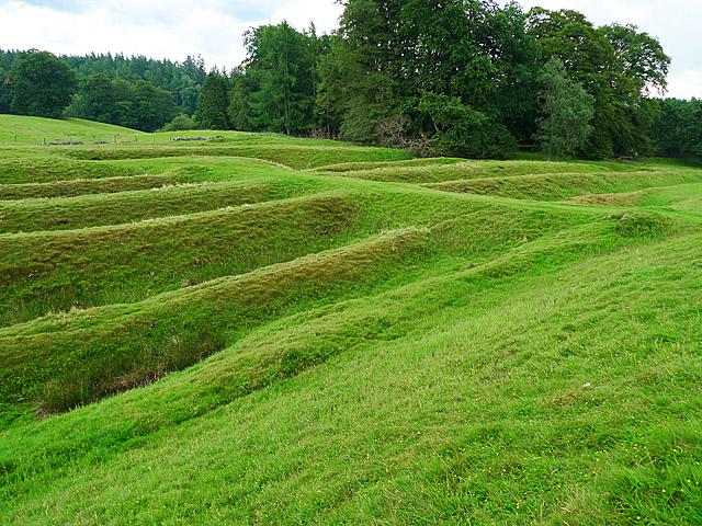 Located south of Crieff near the village of Braco in Perthshire, the once vast Ardoch Roman Fort was formerly comprised of several marching camps and a signal tower.