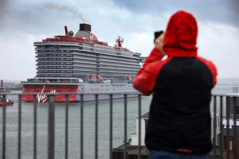 Arrival of Virgin cruise ship Scarlet Lady in Portsmouth
Picture: Chris Moorhouse.
