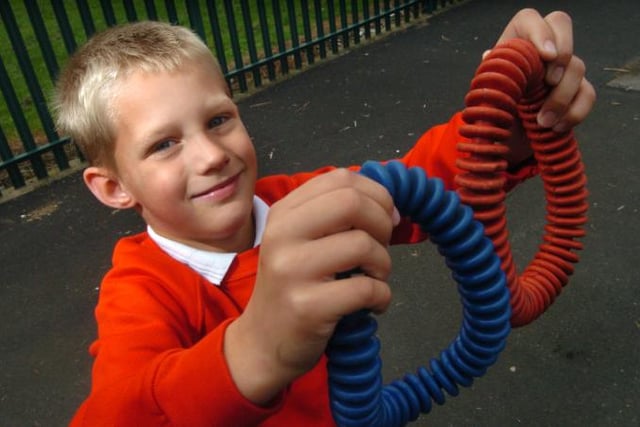 Joseph Rose aged six enjoying toys at Bentley New Village Primary School. November 2007.