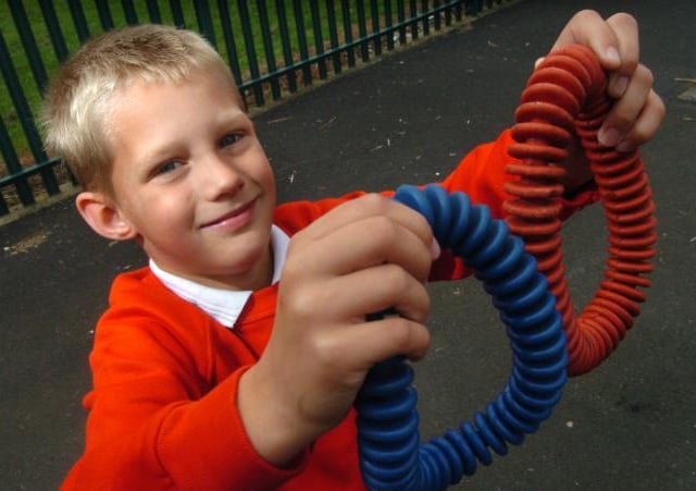Joseph Rose aged six enjoying toys at Bentley New Village Primary School. November 2007.