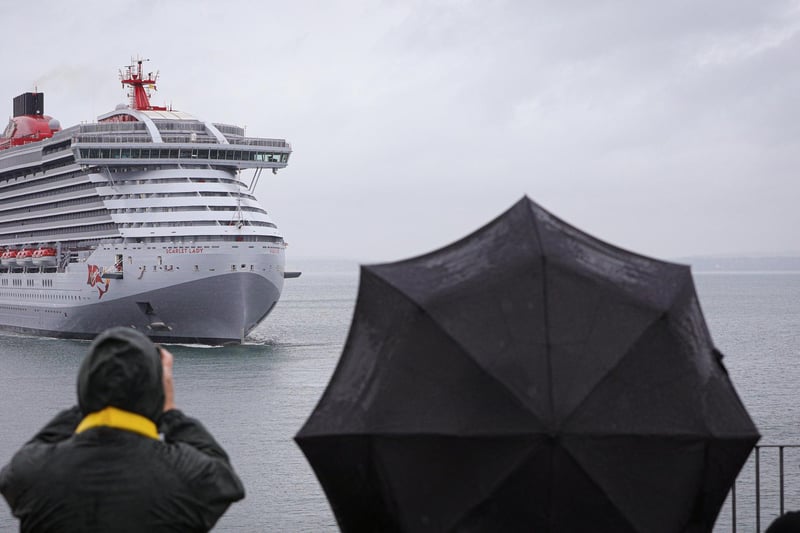 Arrival of Virgin crusie ship Scarlet Lady in Portsmouth. Picture: Chris Moorhouse (jpns 210621-10)