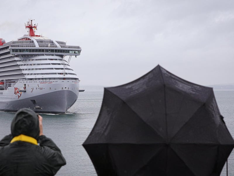 Arrival of Virgin crusie ship Scarlet Lady in Portsmouth. Picture: Chris Moorhouse (jpns 210621-10)