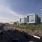 CGI of Vidrio, right, now renamed Endeavour on Sheffield Digital Campus on Sheaf Street, Sheffield.