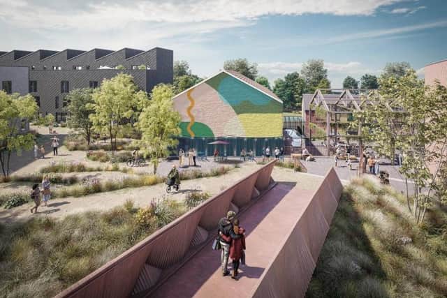 An artist's impression of the proposed Attercliffe Waterside housing development entering the site on the south side from the bridge. It forms part of a £17m Sheffield City Council regeneration plan for the area. Image: Sheffield City Council
