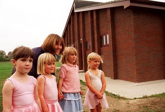 Shirley Longden with, left to right, ballet class members, Rachel Simpson (4), Alison Longden (4), Jennifer Longden (6) and Annabel Denby-Hollis (5) at the Hallam Community and Youth Association Hall new extension on September 11, 1996