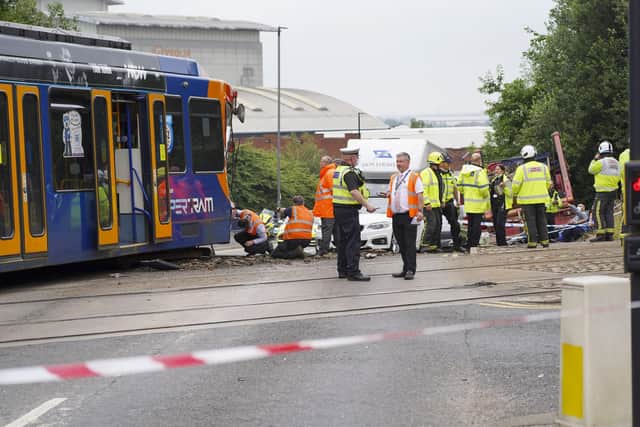 Supertram crash at Cricket Inn Road. Picture Scott Merrylees