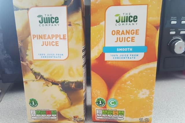 Cee Cee bought the cartons of juice from Aldi on 27th April 2020.