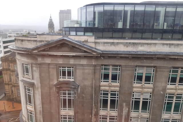 The glass extension on top of Steel City House, West Street