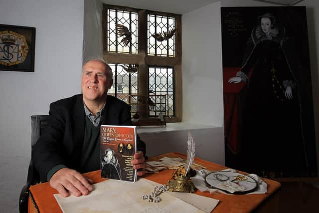 Historian David Templeman with his book about Mary Queen of Scots, pictured at Manor Lodge in Sheffield