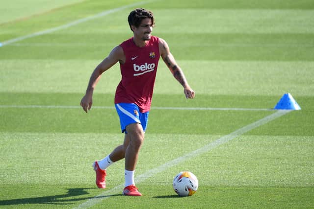 Barcelona's Spanish midfielder Alex Collado has been reduced to a training brief at Barca after his loan move to Sheffield United fell through (LLUIS GENE/AFP via Getty Images)