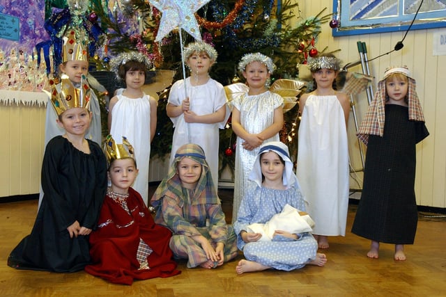 What a colourful line-up at the Ashley Primary School Nativity. Does this bring back happy memories?