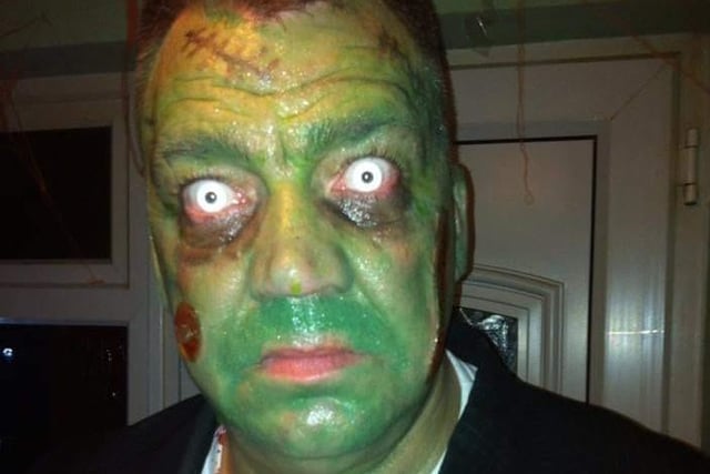 Andrew Foster shared his great Frankenstein face paint.