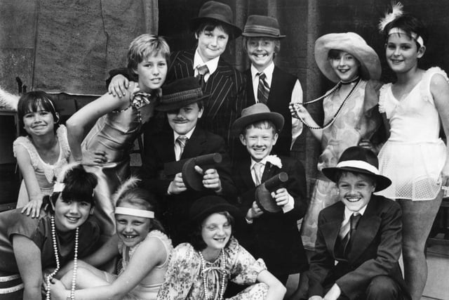 The principal actors in the Bugsy Malone production from St Oswald's Junior School at Hebburn. Does this bring back happy memories?