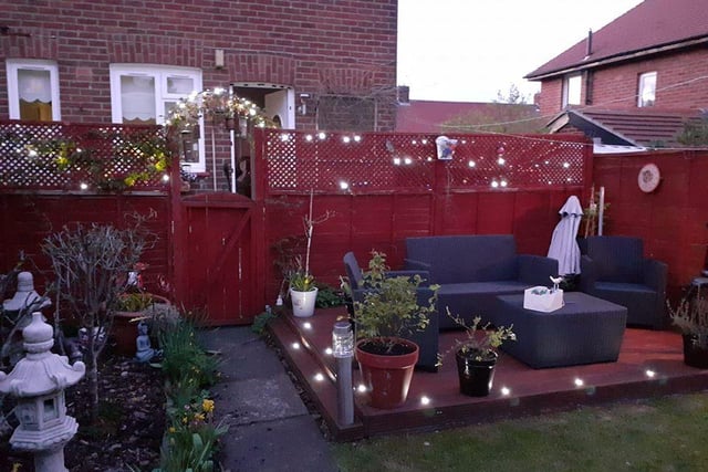 Sylvia Simpson sent us this message with a picture of her decorated patio: 'Our Patio lite up with Blue & white fairy light supporting Our N.H.S & all our front line workers.Thank You 👏God Bless you All x