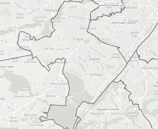 Ecclesall ward of Sheffield City Council is being keenly contested by the Green Party in the May 2, 2024 elections. Picture: Sheffield City Council ward map