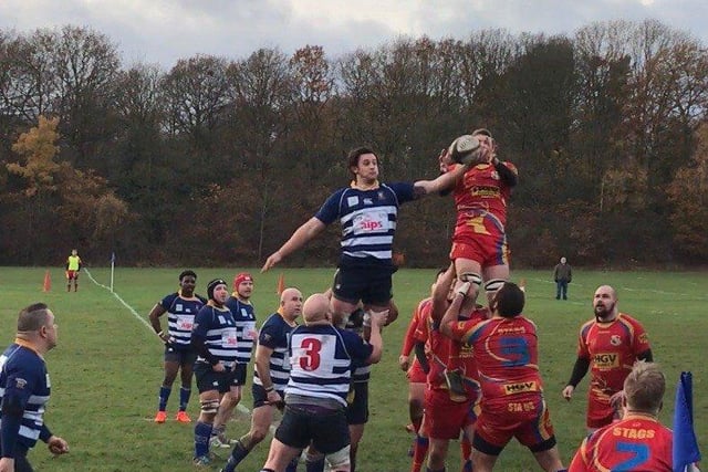 Mansfield look to win a line-out during a past match with Buxton.