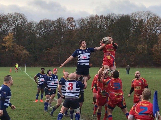 Mansfield look to win a line-out during a past match with Buxton.