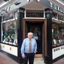 Tibor Killi outside his shop T.L Killi's on Glossop Road, in Sheffield city centre.