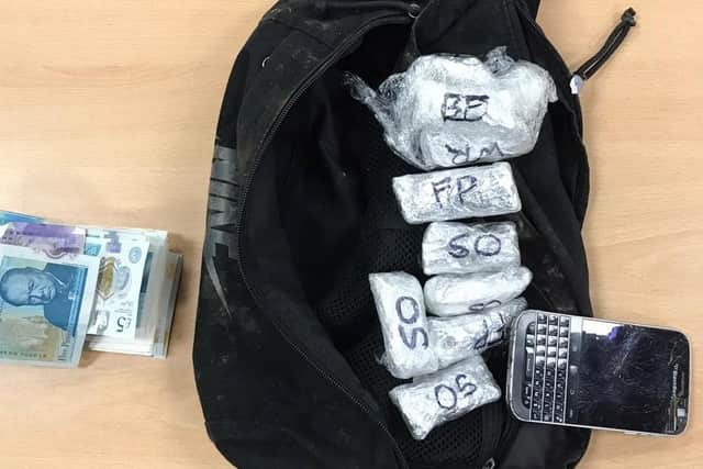 Drugs, cash and a mobile phone were found buy a South Yorkshire Police sniffer dog