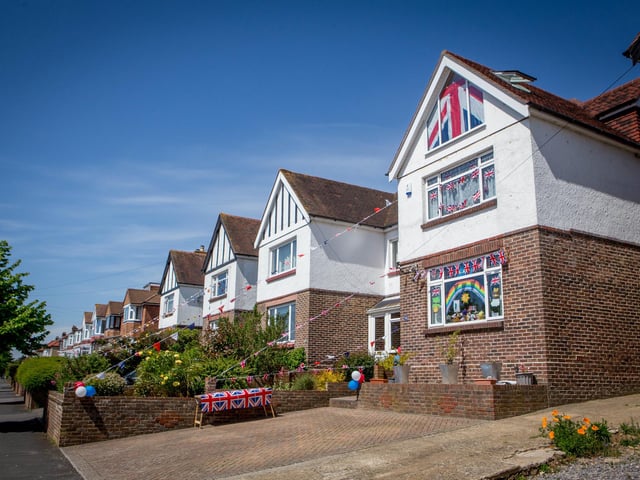 VE Day celebrations at Woodfield Avenue, Farlington, Portsmouth on Friday 8 May 2020.