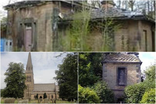 South Wingfield Station, gazebo at Brampton Manor in Chesterfield, St Peter's Church in Edensor, clockwise from top (photos: Historic England).