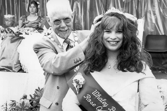 Buxton Advertiser Archive, 1995, crowning the Whaley Bridge rose Queen