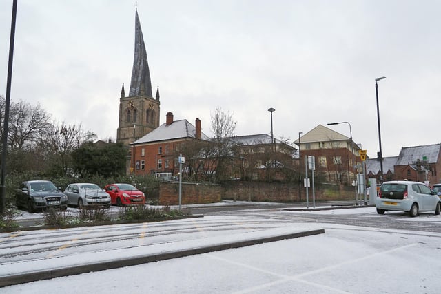 The snow was heavy at times in Chesterfield.
