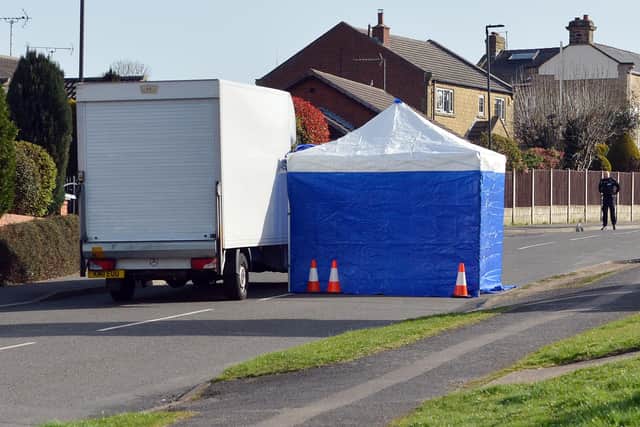 Westthorpe Road, Killamarsh, is sealed off today after a serious assault (Photo: Bryan Eyre)