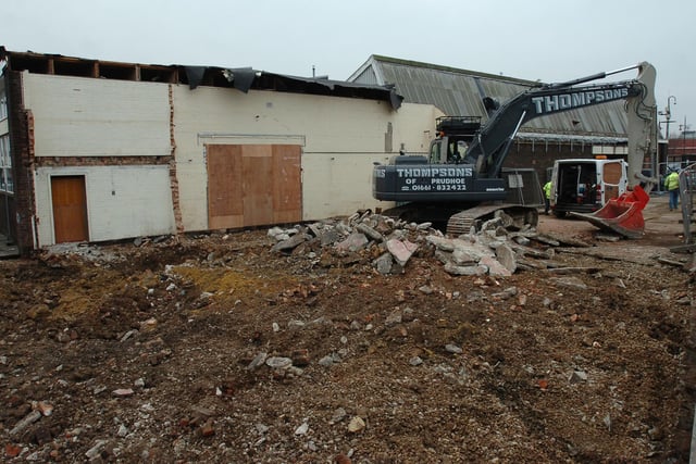 Demolition work under way on the former motor engineering department at the Hartlepool College of Further Education. Remember this?