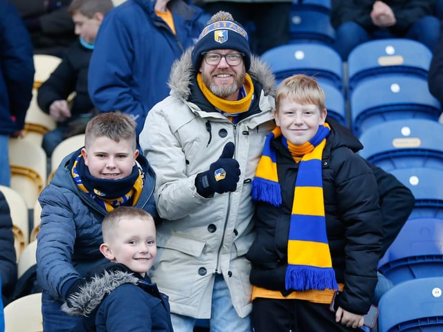 Stags fans at the One Call stadium for the match against Salford City.