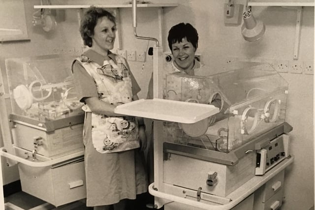 This picture shows a high dependency room of the special baby care unit within the Cameron maternity unit in February 1991.