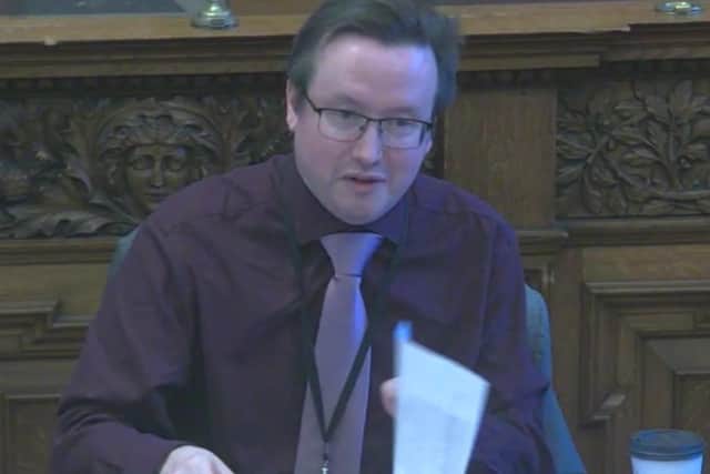 Sheffield City Council planning and highways committee member Coun Joe Otten. Picture: Sheffield council webcast