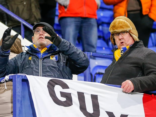 Mansfield Town fans who watched the 3-2 defeat at Tranmere Rovers.