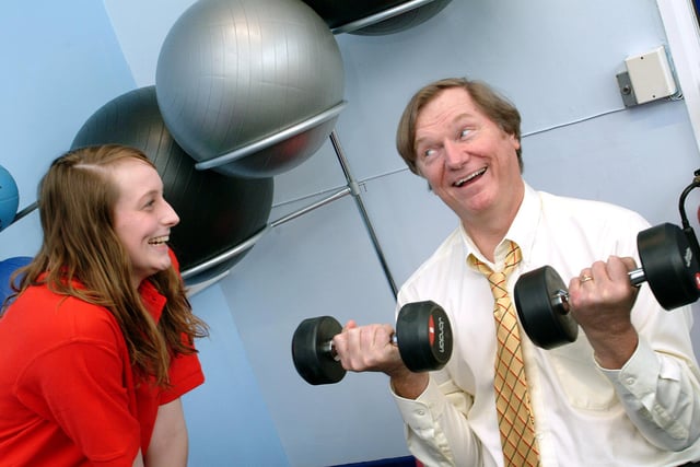 Sports and Exercise Science student Alishia Palmer puts Graham Allen MP through his paces during the launch of their new gym at the Basford Hall campus in 2010