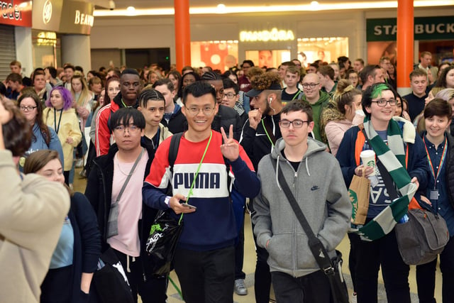 Students flooding into The Bridges shopping centre during the Student Raid. Are you in the picture?