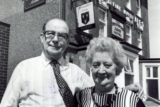 Wilf and Lucy Carlin, licencees of the now demolished Devonshire Arms, Ecclesall Road, Sheffield, who had been awarded the Camra 'Pub of the Year' in July 1986