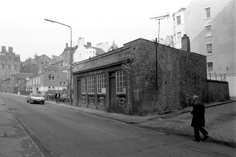 Applications were made to demolish the Old Cow pub in Edinburgh's Grassmarket to build a 7-storey building in March 1984.