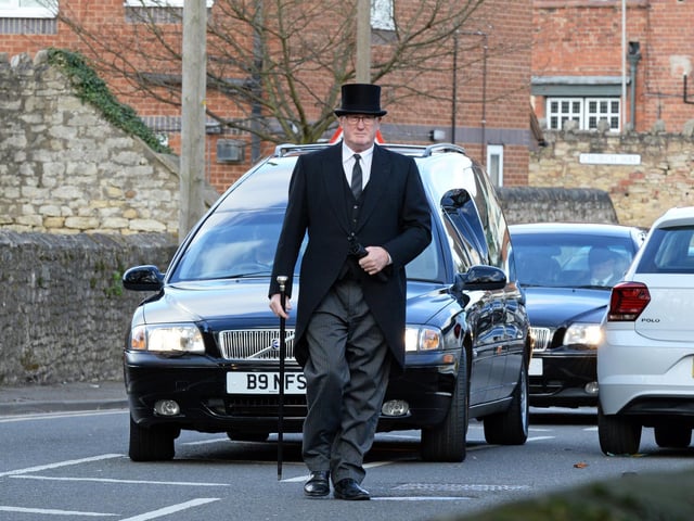 The Funeral Cortege arrives at St Laurence's Church, Adwick-le-Street.