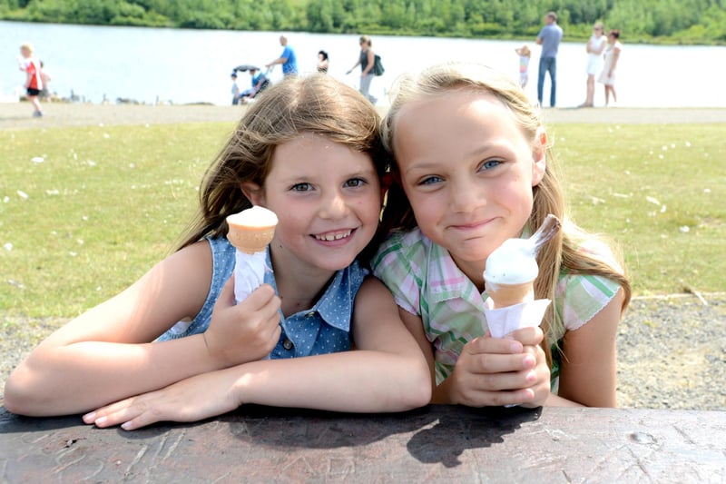 Cooling off with an ice cream at Herrington Country Park in 2013 were Milly Gregory (7) (left) and Jodie Kirtley (8) from Thorney Close.
