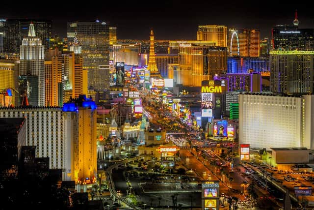 View of the Las Vegas Strip, looking north from the Foundation Room atop the Mandalay Bay Hotel & Casino in Las Vegas. Picture: Mark Damon/Las Vegas News Bureau