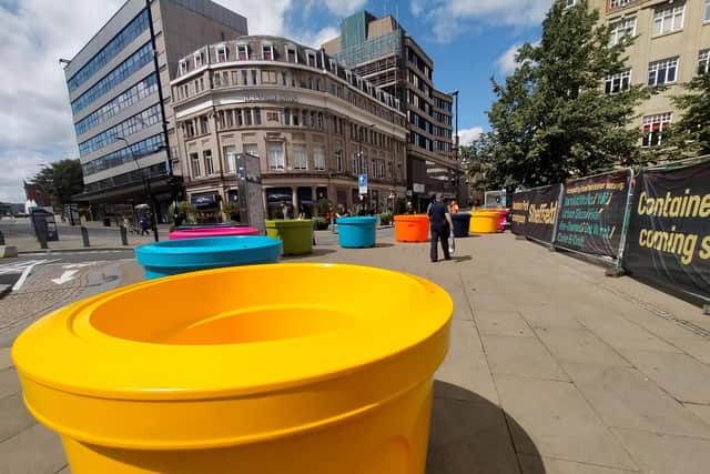 Sheffield city council has revealed what they are planning for the giant colourful flower pots that have appeared on Fargate.