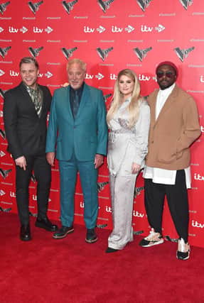 Sir Tom Jones, second from left, with fellow judges from the latest series of The Voice UK, from left, Olly Murs, Meghan Trainor and Will.i.am
