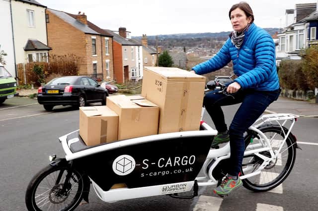 Angela Walker of A Different Gear with her S-Cargo e-cargo bike